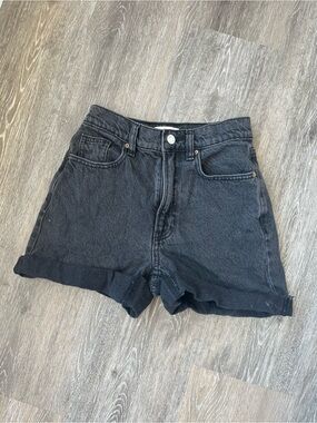 PacSun Black High Rise Denim Cutoff Shorts Mom Festival Raw Hem Women’s 24